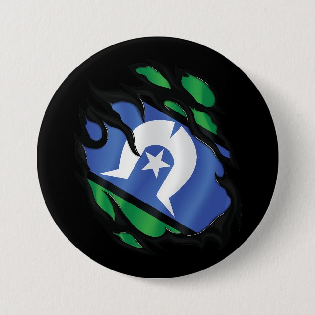 Torres Strait Islands Ripped Flag Button (Front)