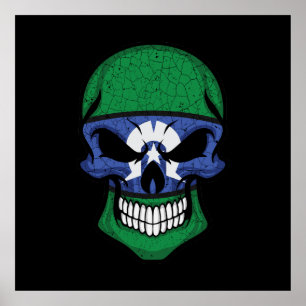 Torres Strait Islands Smiling Skull Flag Poster
