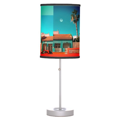 Torrevieja House in Orange and Turqoise Table Lamp