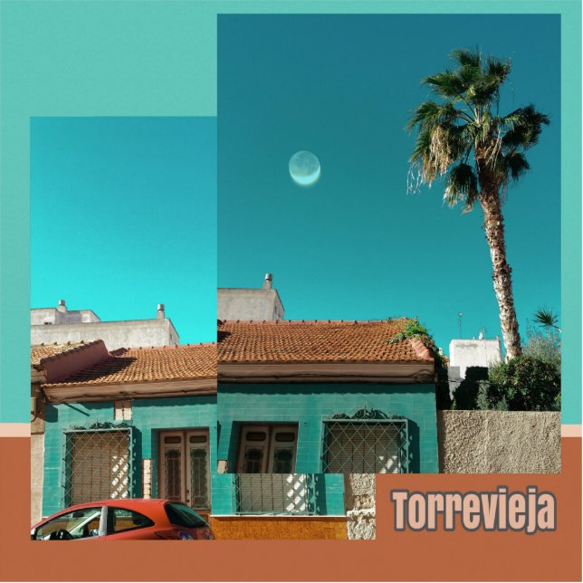 Torrevieja in Orange and Turqoise Cutout (Front)