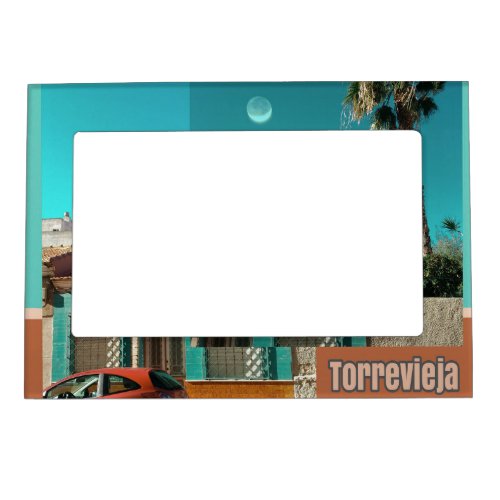 Torrevieja in Orange and Turqoise Magnetic Photo Frame