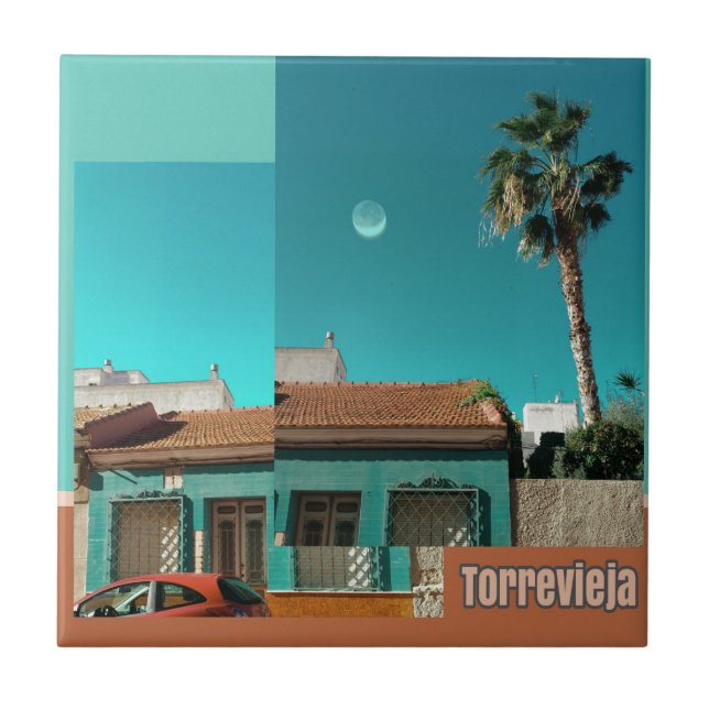 Torrevieja in Orange and Turqoise Tile (Front)