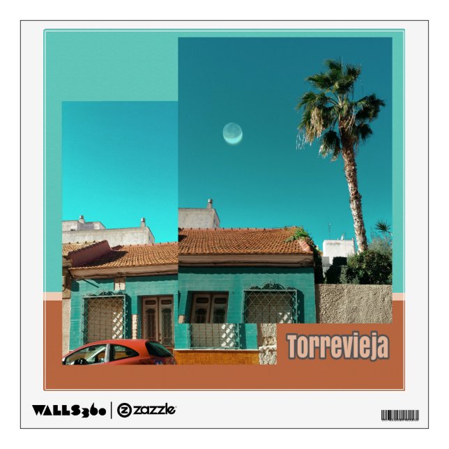 Torrevieja in Orange and Turqoise Wall Decal (Front)