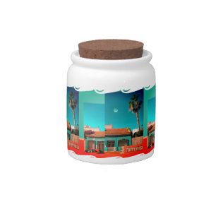 Torrevieja in Orange and Turqoise with waves Candy Jar