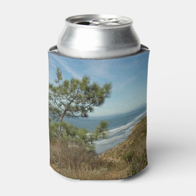 Torrey Pine and California Coastline Landscape Can Cooler (Can Front)