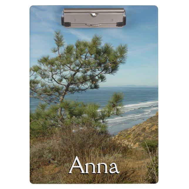 Torrey Pine and California Coastline Landscape Clipboard (Front)