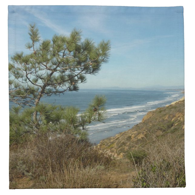 Torrey Pine and California Coastline Landscape Cloth Napkin (Front)