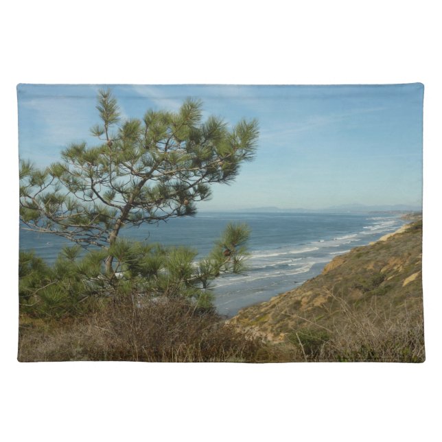 Torrey Pine and California Coastline Landscape Cloth Placemat (Front)