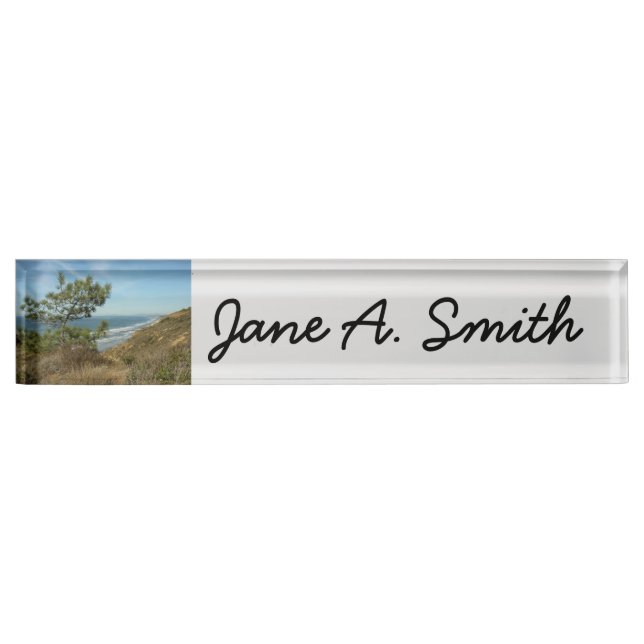 Torrey Pine and California Coastline Landscape Desk Name Plate (Front)
