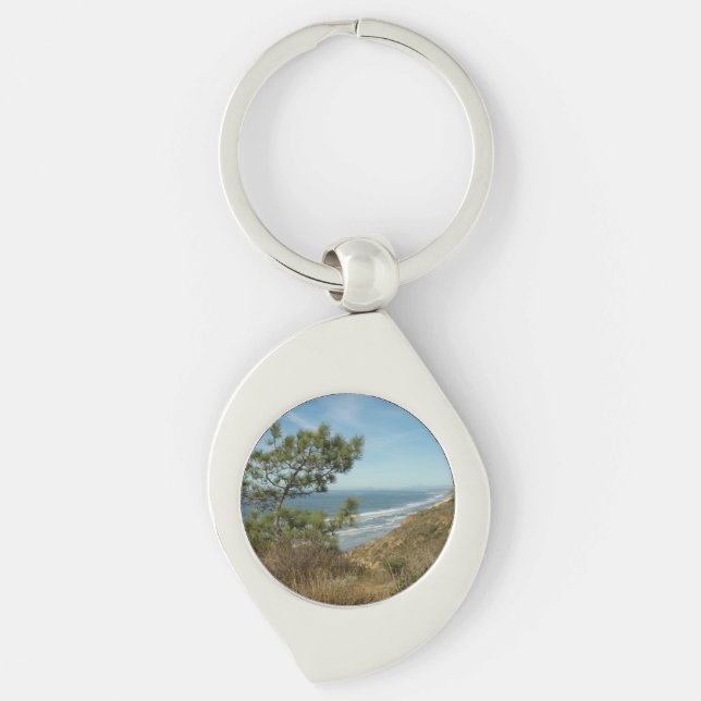 Torrey Pine and California Coastline Landscape Keychain (Front)