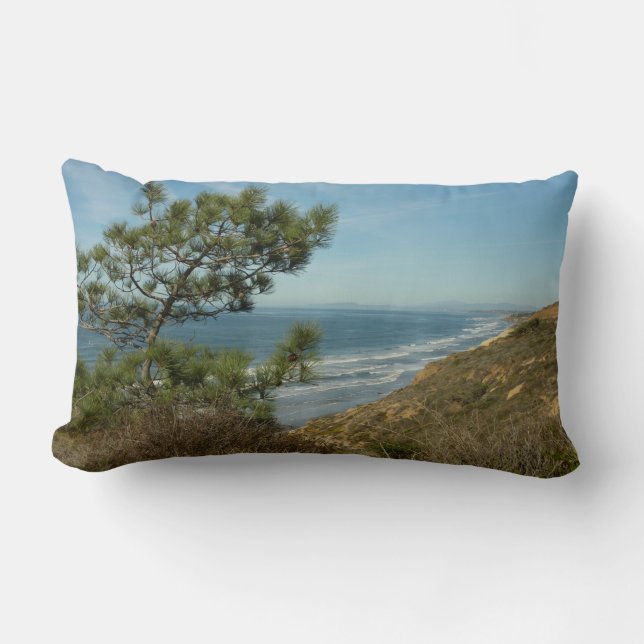Torrey Pine and California Coastline Landscape Lumbar Pillow (Front)