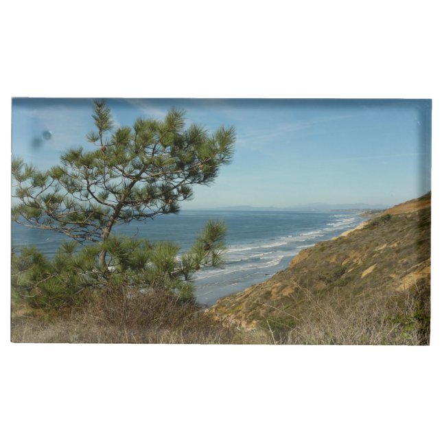 Torrey Pine and California Coastline Landscape Place Card Holder (Front)