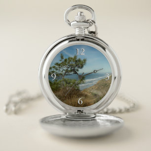 Torrey Pine and California Coastline Landscape Pocket Watch