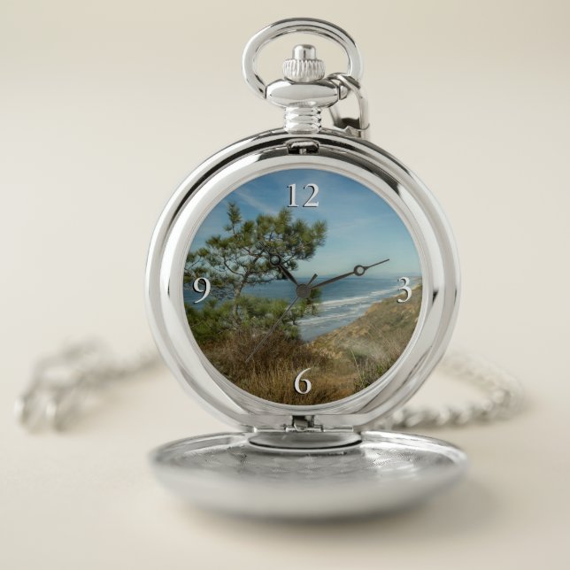 Torrey Pine and California Coastline Landscape Pocket Watch (Inside)