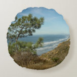 Torrey Pine and California Coastline Landscape Round Pillow