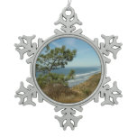 Torrey Pine and California Coastline Landscape Snowflake Pewter Christmas Ornament