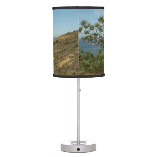 Torrey Pine and California Coastline Landscape Table Lamp (Back)