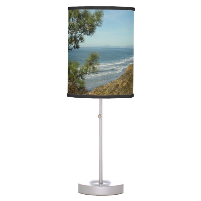 Torrey Pine and California Coastline Landscape Table Lamp (Front)