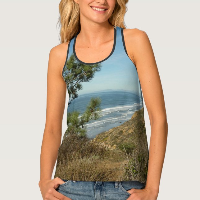 Torrey Pine and California Coastline Landscape Tank Top (Front)