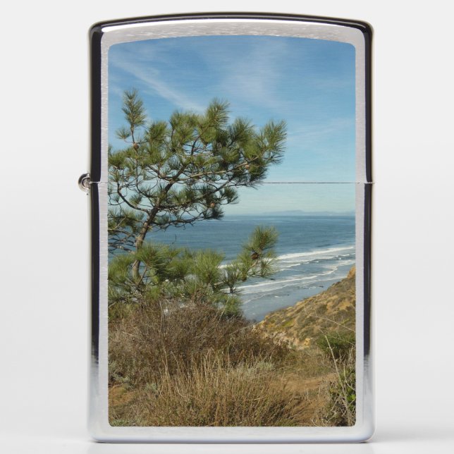 Torrey Pine and California Coastline Landscape Zippo Lighter (Front)