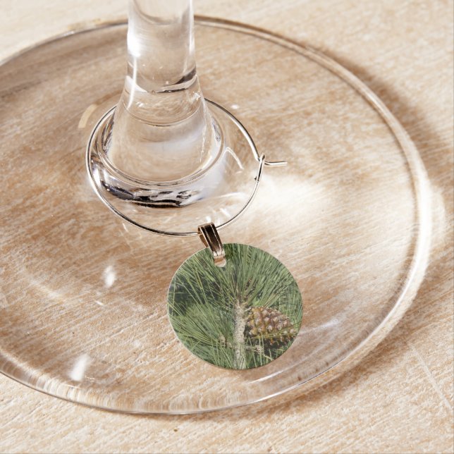 Torrey Pine Closeup California Botanical Wine Charm (In Situ)