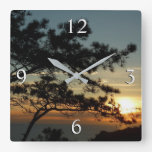 Torrey Pine Sunset I California Landscape Square Wall Clock