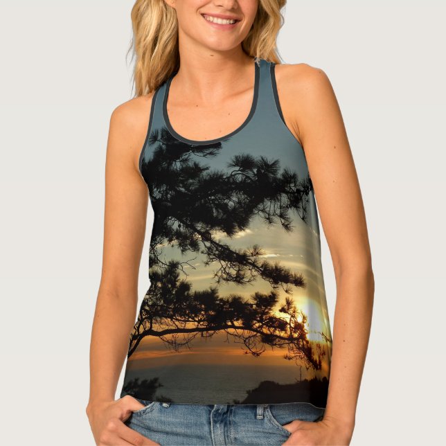 Torrey Pine Sunset I California Landscape Tank Top (Front)