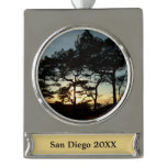 Torrey Pine Sunset II California Landscape Silver Plated Banner Ornament