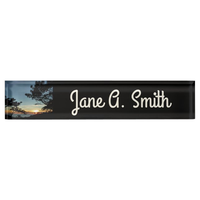 Torrey Pine Sunset III California Landscape Desk Name Plate (Front)