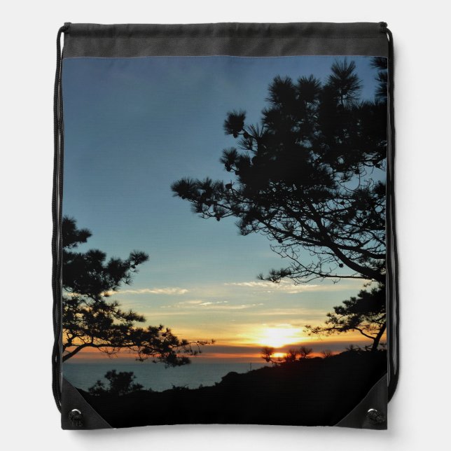 Torrey Pine Sunset III California Landscape Drawstring Bag (Front)