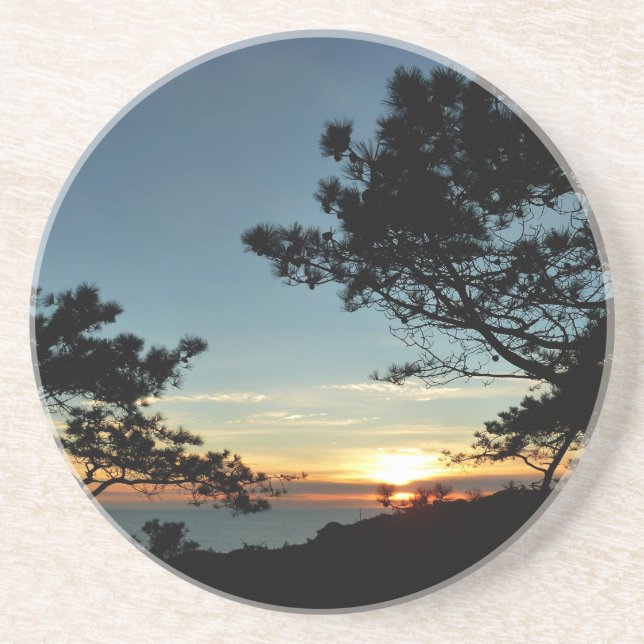 Torrey Pine Sunset III California Landscape Drink Coaster (Front)