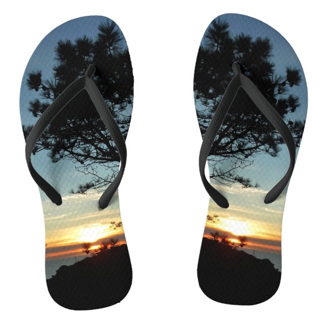 Torrey Pine Sunset III California Landscape Flip Flops (Footbed)