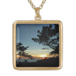 Torrey Pine Sunset III California Landscape Gold Plated Necklace