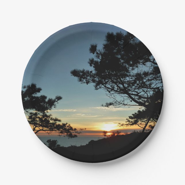 Torrey Pine Sunset III California Landscape Paper Plates (Front)