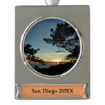 Torrey Pine Sunset III California Landscape Silver Plated Banner Ornament