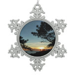 Torrey Pine Sunset III California Landscape Snowflake Pewter Christmas Ornament