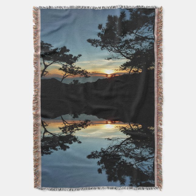 Torrey Pine Sunset III California Landscape Throw Blanket (Front Vertical)