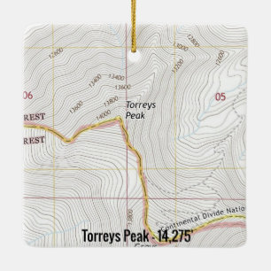 Torreys Peak Colorado Topo Ceramic Ornament
