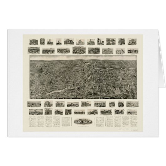 Torrington, CT Panoramic Map - 1909 Cards (Front Horizontal)