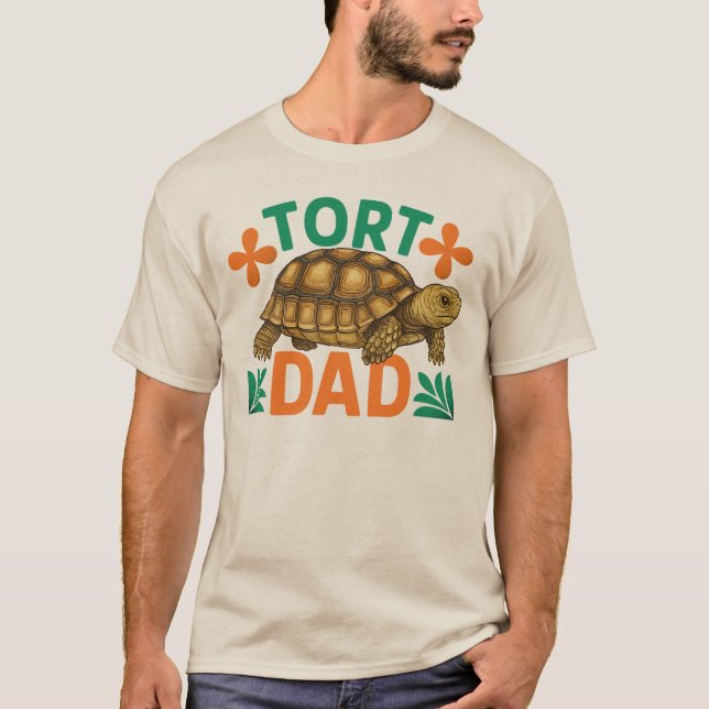Tort Dad Sulcata Tortoise Reptile Gift for Him  T-Shirt (Front)