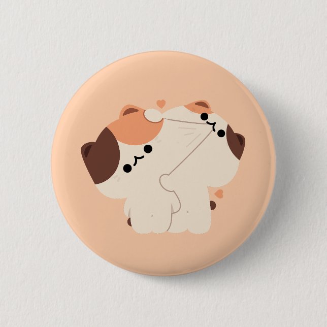 Tortie Cat Couple Button (Front)