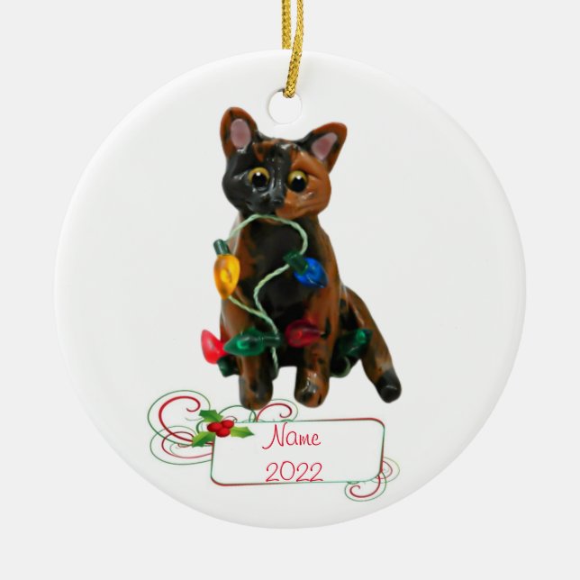 Tortie Cat Tortoiseshell Ornament (Front)