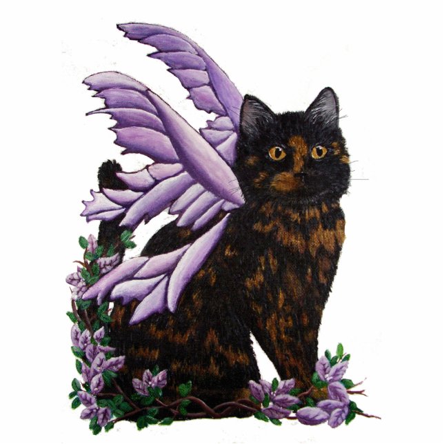 Tortie Fairy Cat Statuette (Front)