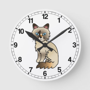 Tortie Point Birman / Ragdoll Cat Round Clock