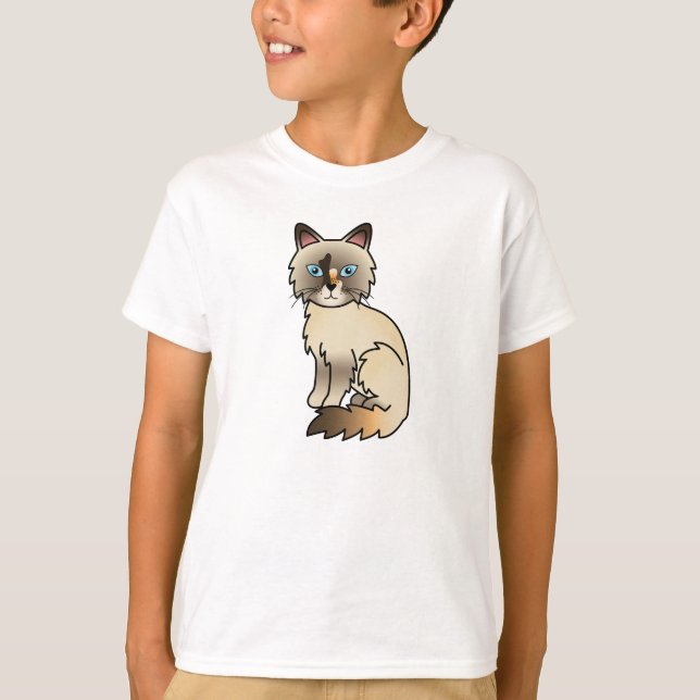 Tortie Point Birman / Ragdoll Cat T-Shirt (Front)