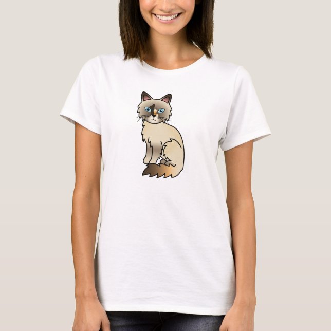 Tortie Point Birman / Ragdoll Cat T-Shirt (Front)