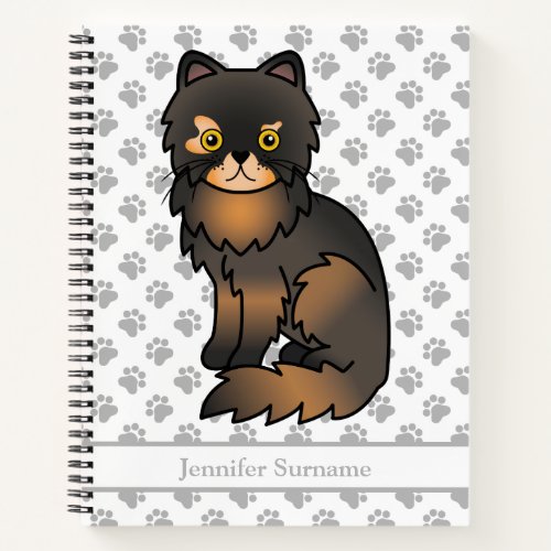 Tortie Point Persian Cartoon Cat  Custom Text Notebook