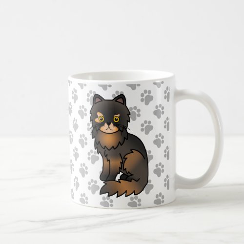 Tortie Point Persian Cute Cartoon Cat Illustration Coffee Mug