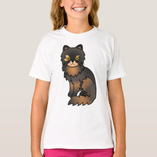 Tortie Point Persian Cute Cartoon Cat Illustration T-Shirt
