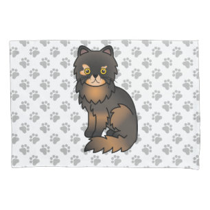 Tortie Point Persian Cute Cartoon Cat & Paws Pillow Case